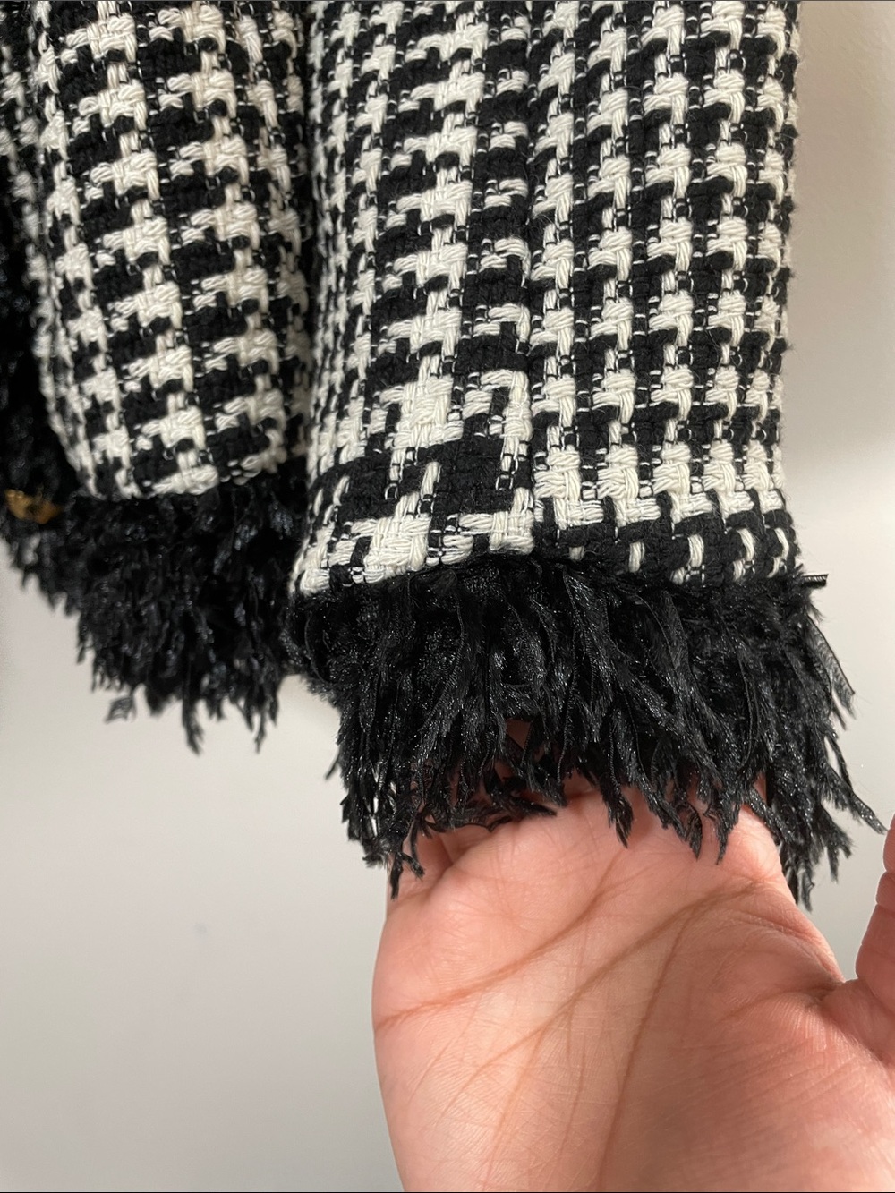 Imperial Black & White Houndstooth Fringe Tweed Blazer - Picture 13 of 17
